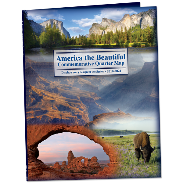 2010-2021 America's National Park Quarter Series Colorful Map Folder