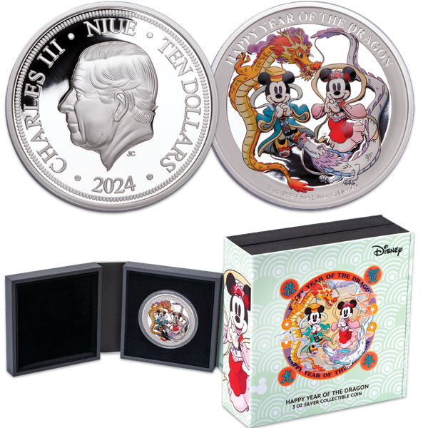 【冬バーゲン★特別送料無料！】 2024 Niue 3 oz Silver $10 Disney Year of Dragon |LittletonCoin キャラクターグッズ