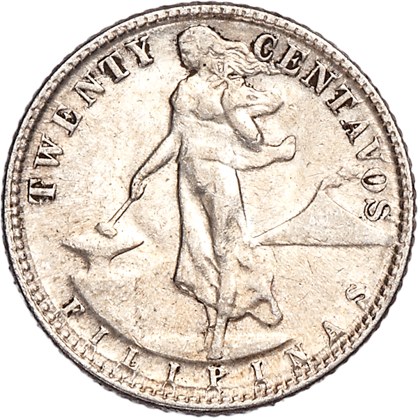 1937-1945 Philippines Silver 20 Centavos