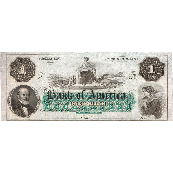 1860 $1 Bank of America State of Rhode Island Note