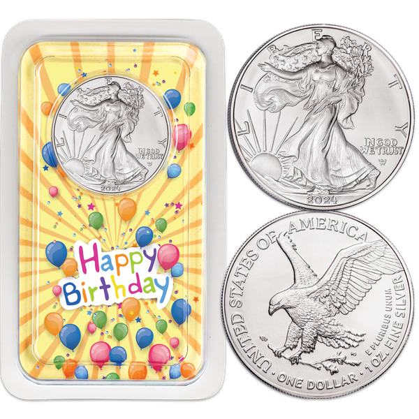 2024 American Silver Eagle in Happy Birthday Showpak