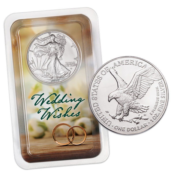 2025 American Silver Eagle in Wedding Wishes Showpak | Littleton