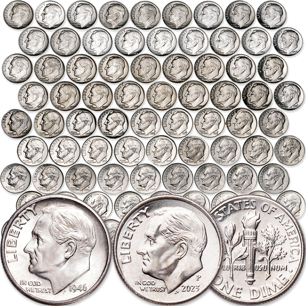 1946-2023 Complete Roosevelt Dime Year Set