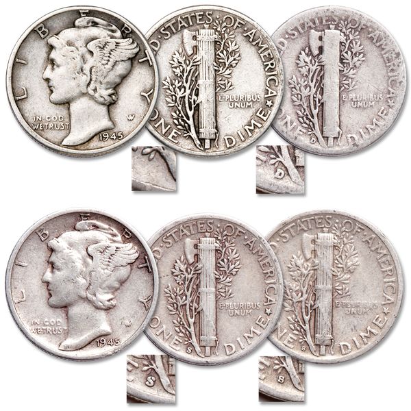 1945 Complete Mercury Dime All-Mint Set