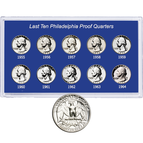 1955-1964 Last Ten Philadelphia Washington Quarters