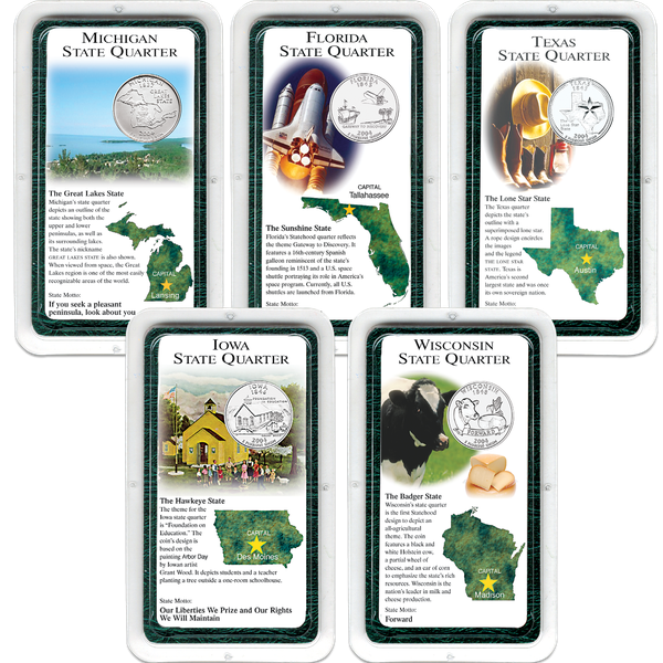 All Five 2004 Statehood Quarter Showpaks Set