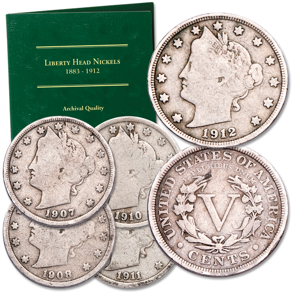 1907-1912 Liberty Nickel Set with Folder