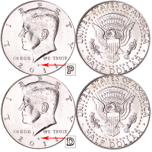 2011 P&D Kennedy Half Dollars, Uncirculated, MS60