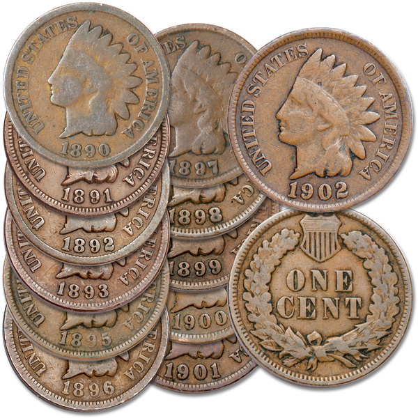 1890-1902 Indian Head Cent Set (12 coins)