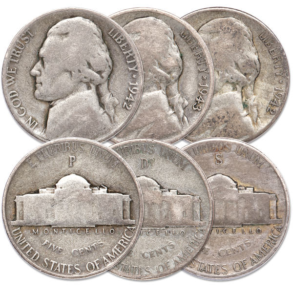 1942-1945 Wartime Nickel All-Mint Set