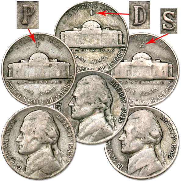 1942-1945 Wartime Nickel All-Mint Set
