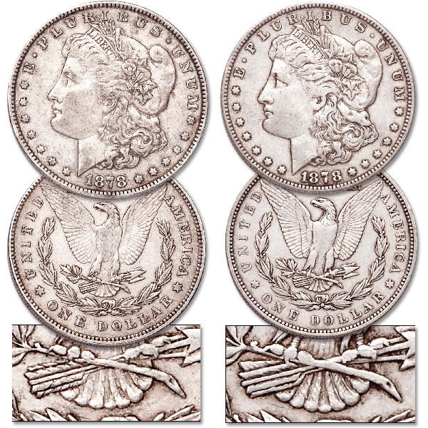 1878 7 Tail Feather 2nd & 3rd Reverse Morgan Dollar Set