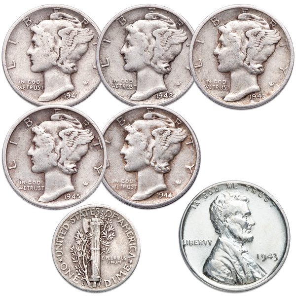 1941-1945 Mercury Dime Year Set