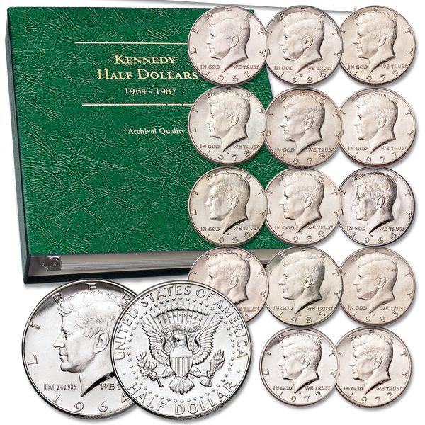 1964-1987 Kennedy Half Dollar Set wtih Album