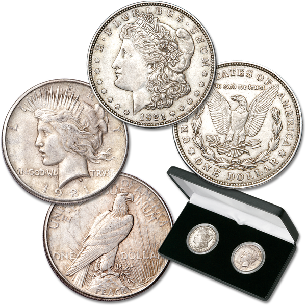 1921 Morgan & 1921 Peace Silver Dollar Set