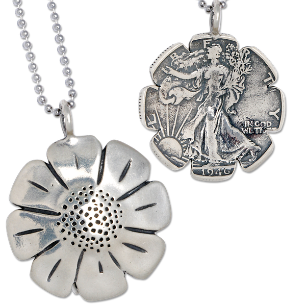 Daisy Liberty Walking Half Dollar Necklace