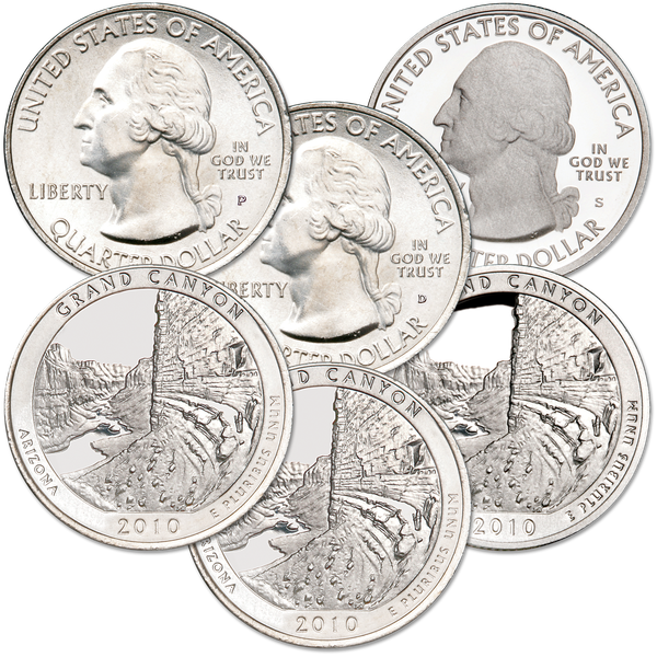 2010 PDS Grand Canyon Quarter Set (3 coins), Uncirculated/Proof