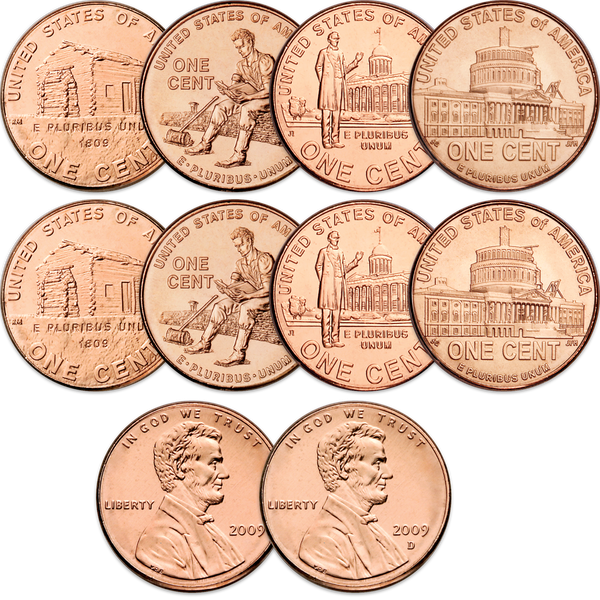 2009 P&D Lincoln Cent Anniversary Set (8 coins)