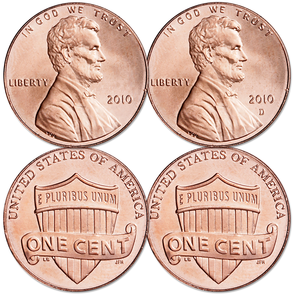 2010 P&D Lincoln Head Cent Set, Uncirculated, MS60