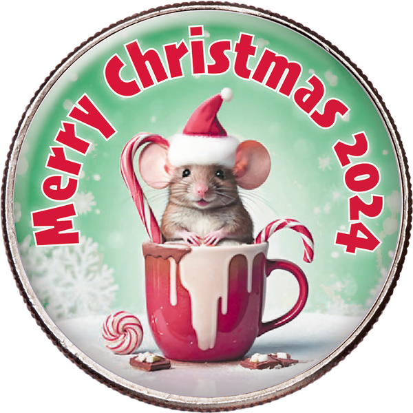 2024 Colorized Kennedy Half Dollar Merry Christmas Ornament