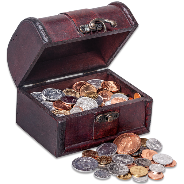 183 Coins from 183 Countries with Treasure Chest