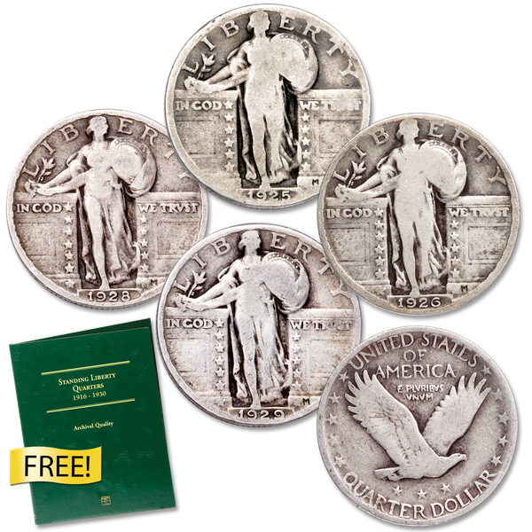 1925-1929 Standing Liberty Quarter Set with Folder