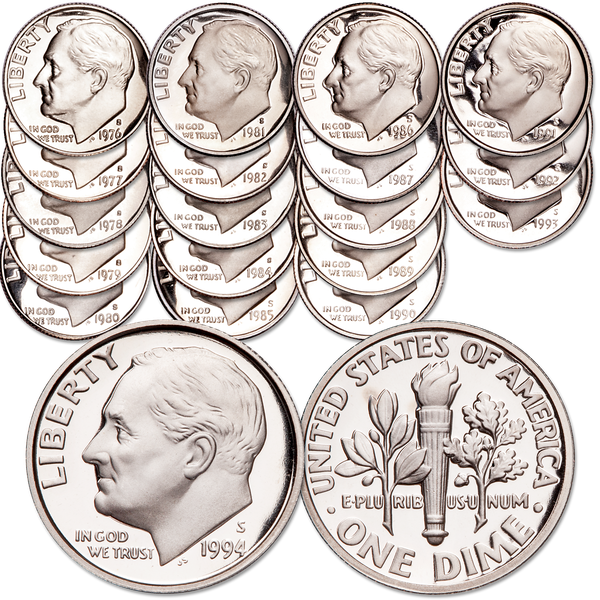 1976-1994 "S" Mint Roosevelt Dime Set (19 coins)