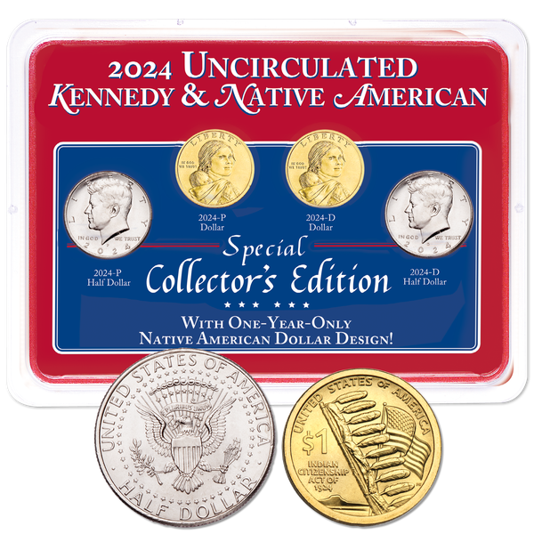 2024 P&D Kennedy Half & NA Dollar Set Showpak |LittletonCoin