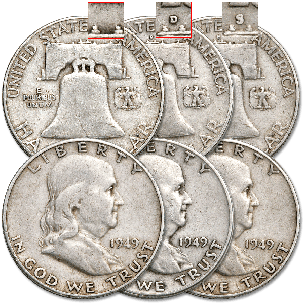 1949 PDS Franklin Half Dollar Set (3 coins) | Littleton Coin