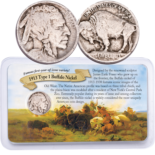1913 Type 1 Buffalo Nickel in Showpak