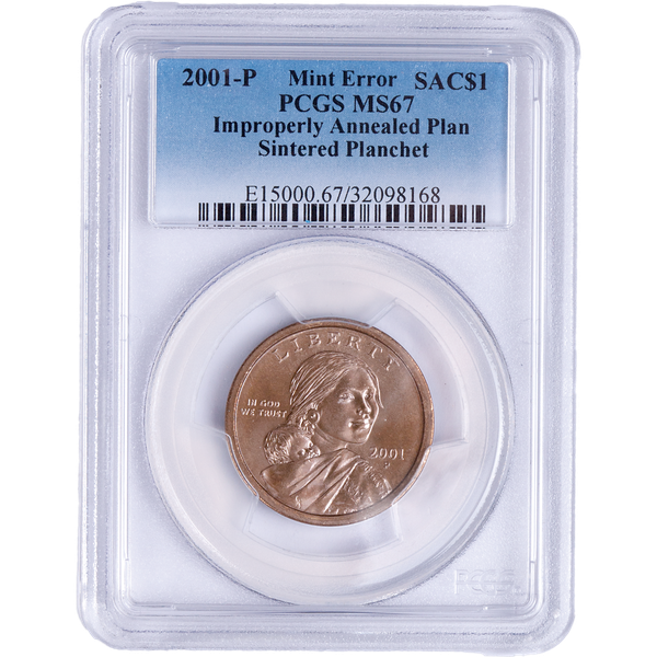 2001-P Improperly Annealed Sintered Planchet & normal Sacagawea