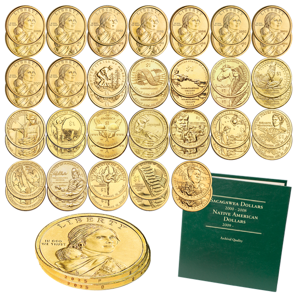 2000-2025 Complete Uncirculated P&D Sacagawea Dollar Set with Album