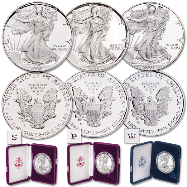 First-Year All-Mint Silver American Eagle Proofs Set