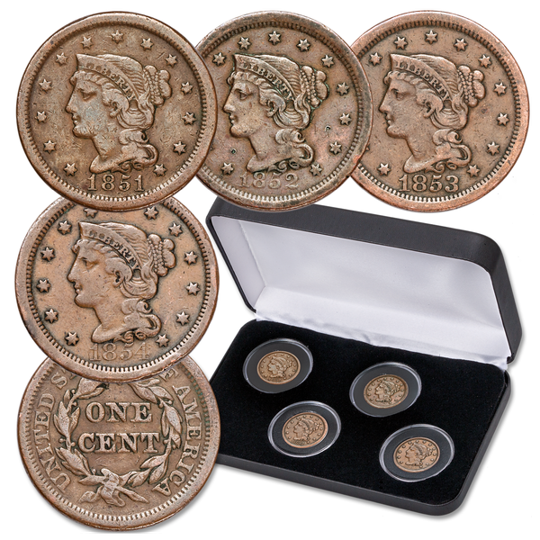 1851-1854 Braided Hair Large Cent Set