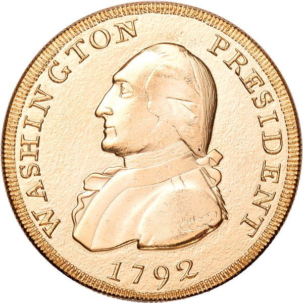 Gold-Plated 1792 George Washington President Gold Eagle Replica in Display Case