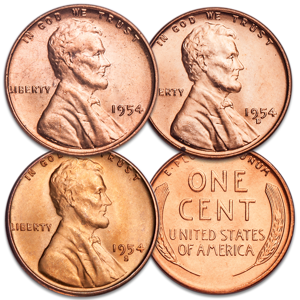 1954 PDS Lincoln Cent Set