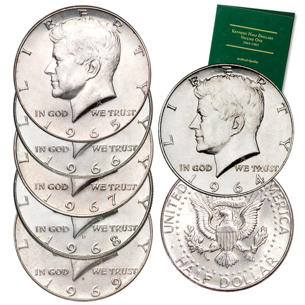 1964-1969 Kennedy Half Dollar Set with Folder