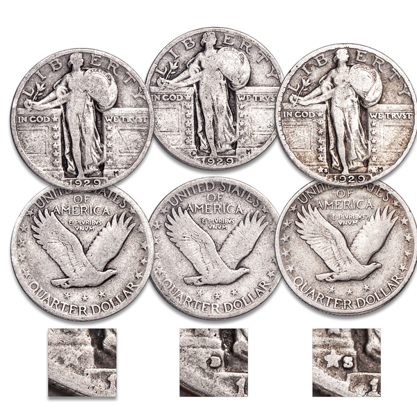 1929 PDS Standing Liberty Quarter Set