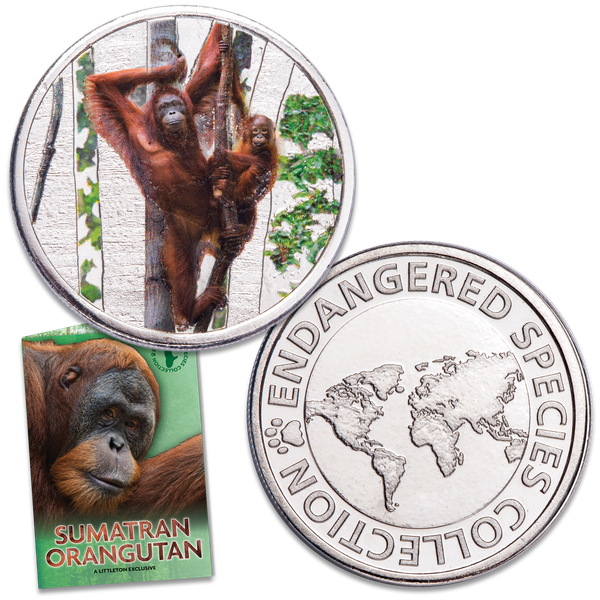 Endangered Species Silver-Plated Round with Folder - Sumatran Orangutan