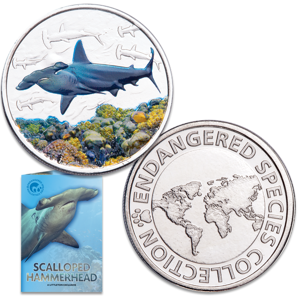 Endangered Species Silver-Plated Round with Folder - Scalloped Hammerhead Shark