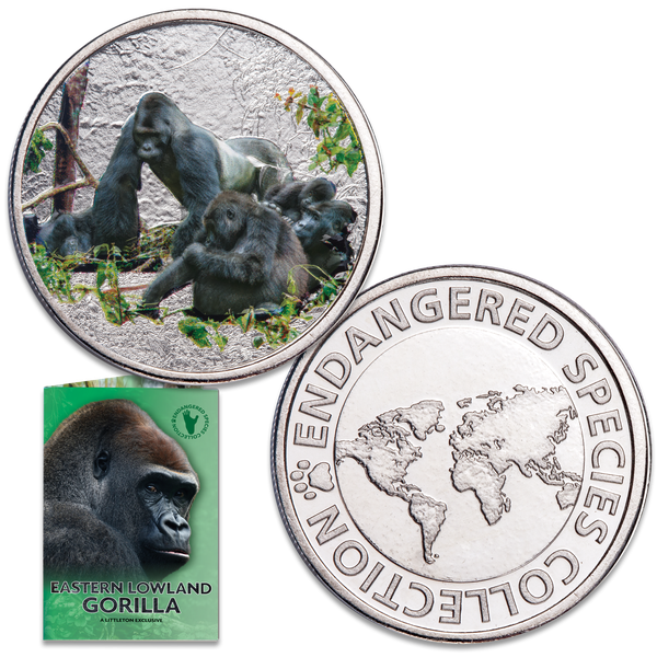 Endangered Species Silver-Plated Round with Folder - Eastern Lowland Gorilla