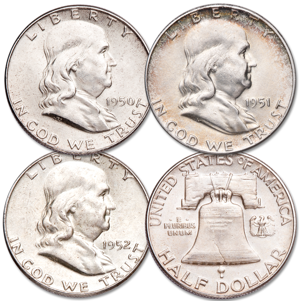 1950-1952 Franklin Silver Half Dollar Set