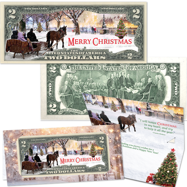 Colorized Note Merry Christmas Card - Sleigh