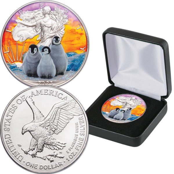 2023 Colorized Penguin Chicks American Silver Eagle | Littleton