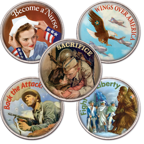 Colorized WWII Propaganda Posters Eisenhower Dollar Set