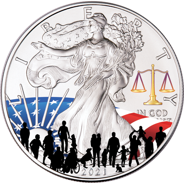 2021 Colorized Justice for All Silver American Eagle | Littleton