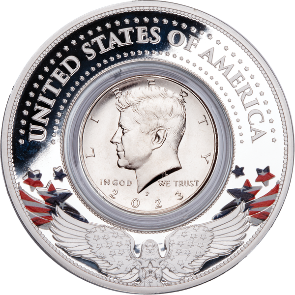 2023 Kennedy Half Dollar in Patriotic Coin Ring