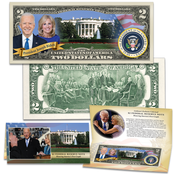 President Biden & Jill Colorized $2 Note