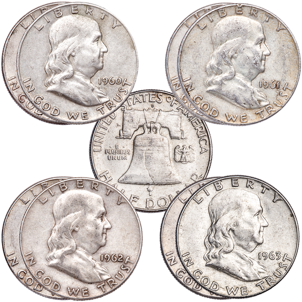 1960-1963 P&D Franklin Silver Half Dollar Set