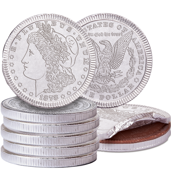 Six Milk Chocolate Morgan Dollar Coins